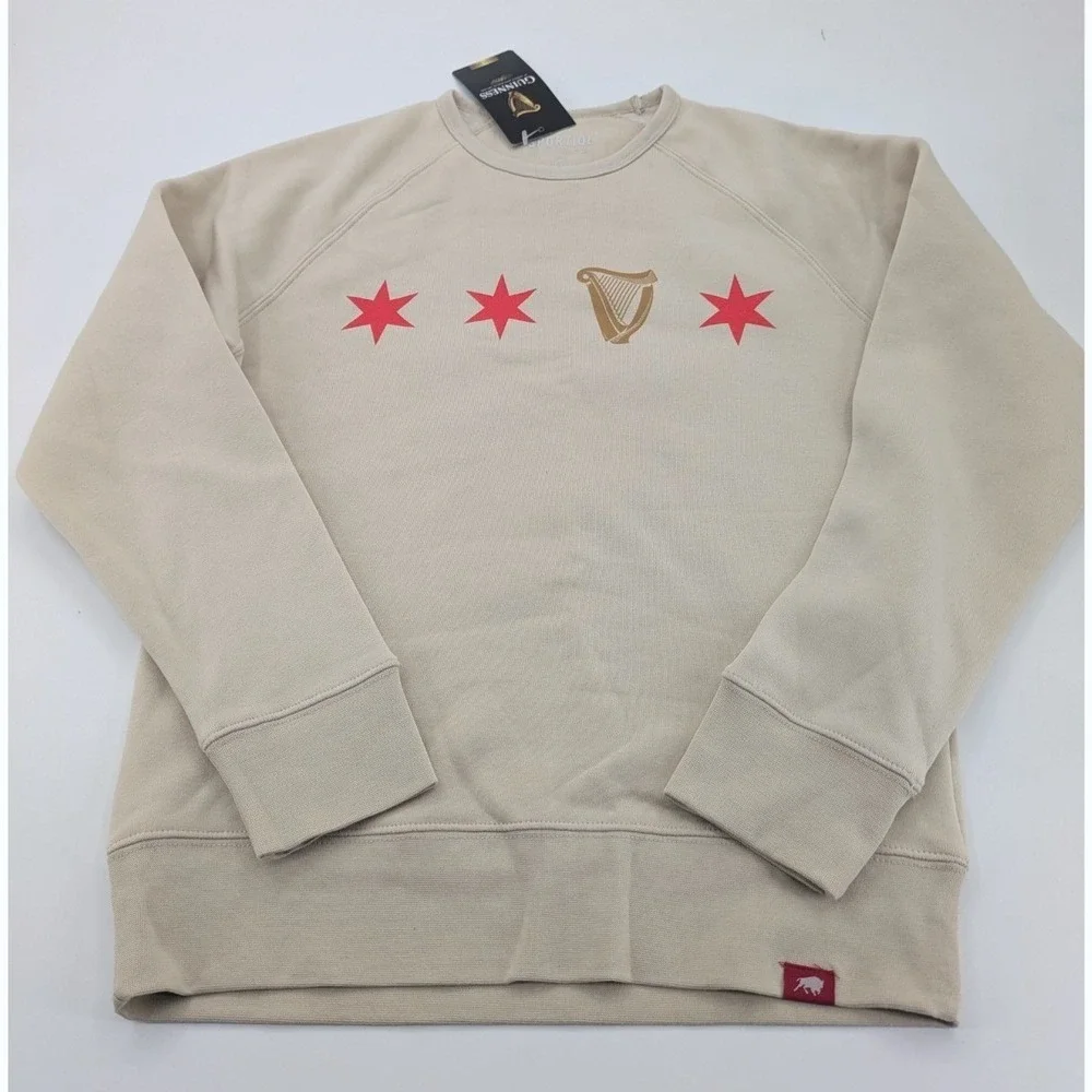 Chicago‎ Stars Crewneck Guinness Open Gate Brewery Size XS Fleece Beige
